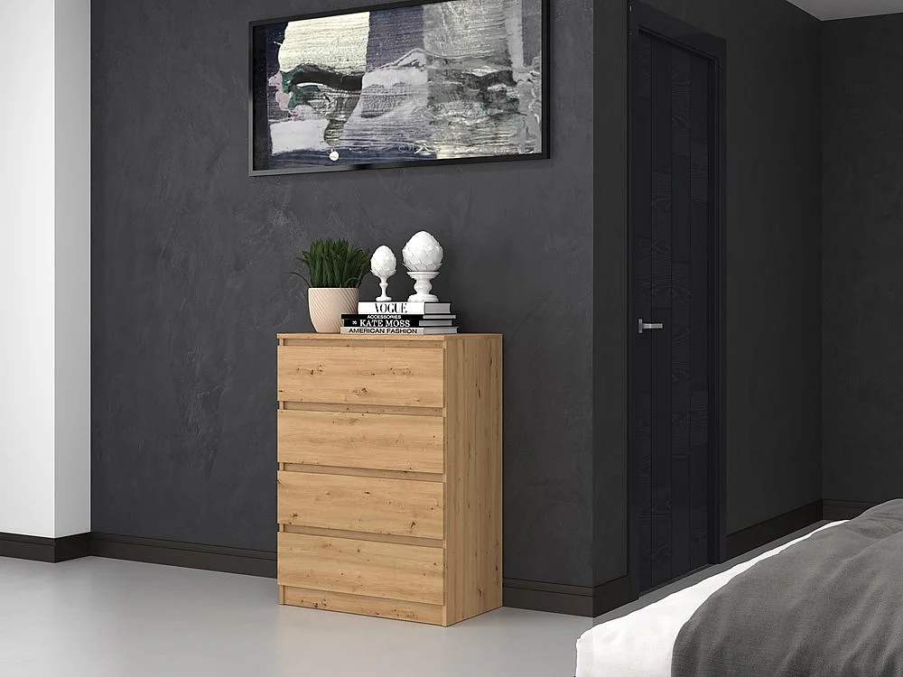 Komoda Malwa M4 | Dąb Artisan | 40x70x97 cm| 4 Szuflady