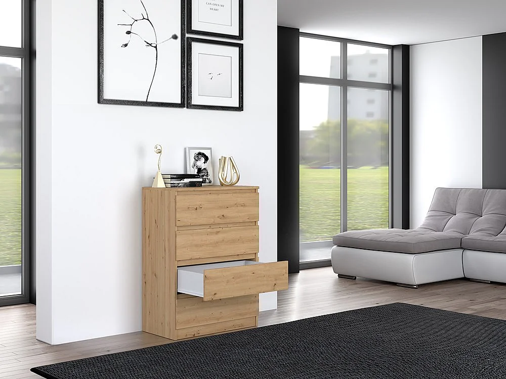 Komoda Malwa M4 | Dąb Artisan | 40x70x97 cm| 4 Szuflady