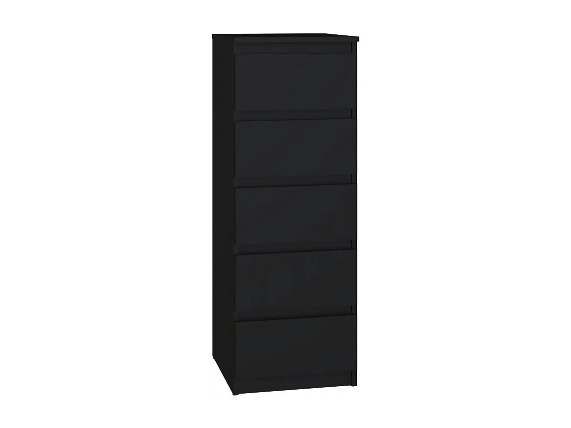 Komoda Malwa W5 |  Czarna | 40x45x111 cm | Komoda z  5 Szufladami