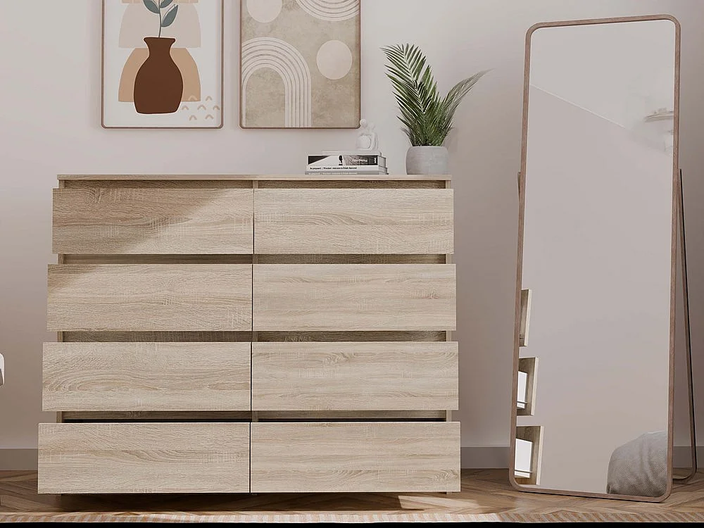 Komoda Malwa M8/120 | Dąb Sonoma | 120x40x97 cm | 8 Szuflad