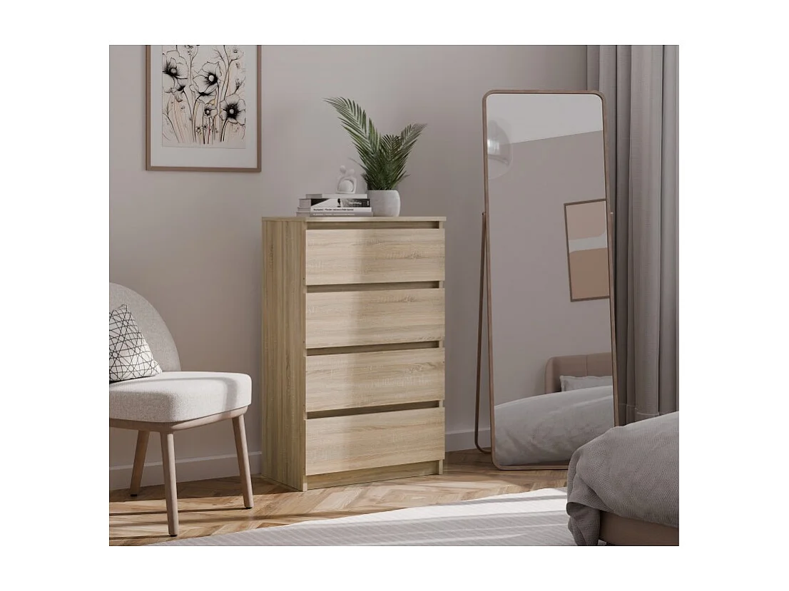 Komoda Malwa M4 | Dąb Sonoma | 70x40x97 cm | Nowoczesna 4 Szuflady