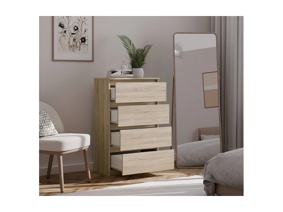 Komoda Malwa M4 | Dąb Sonoma | 70x40x97 cm | Nowoczesna 4 Szuflady