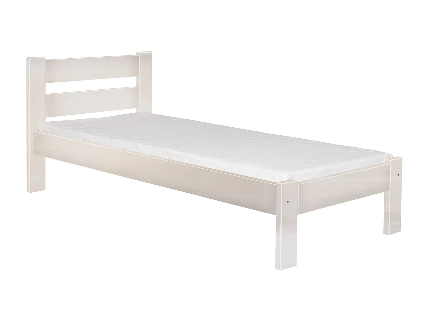 Lit 90x200 en bois Aron, couleur blanchie