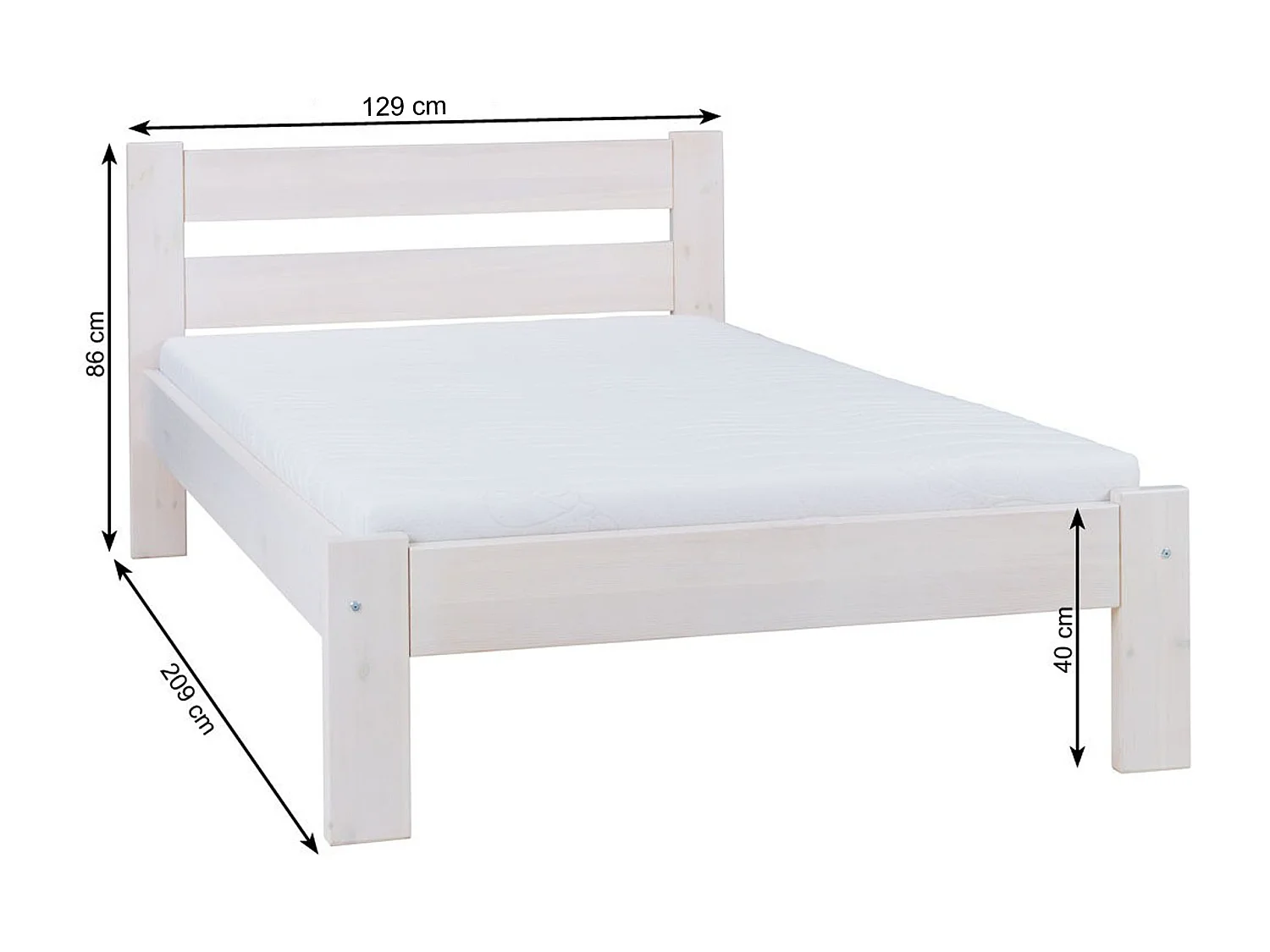 Bed 120x200 hout Aron, kleur gebleekt