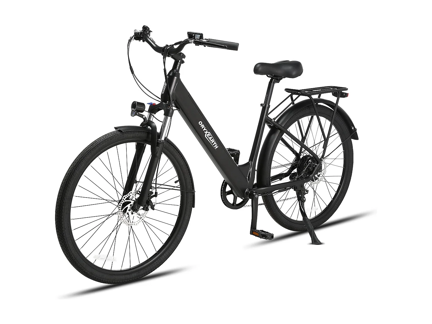 Bicicleta eléctrica urbana Oryxearth: motor central de 250 W, 7 marchas SHIMANO, 5 modos de asistencia, color negro