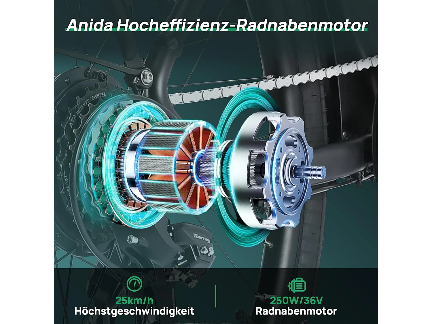 Vélo à assistance électrique Oryxearth City – Moteur central 250W, 7 vitesses SHIMANO, 5 modes d'assistance, noir