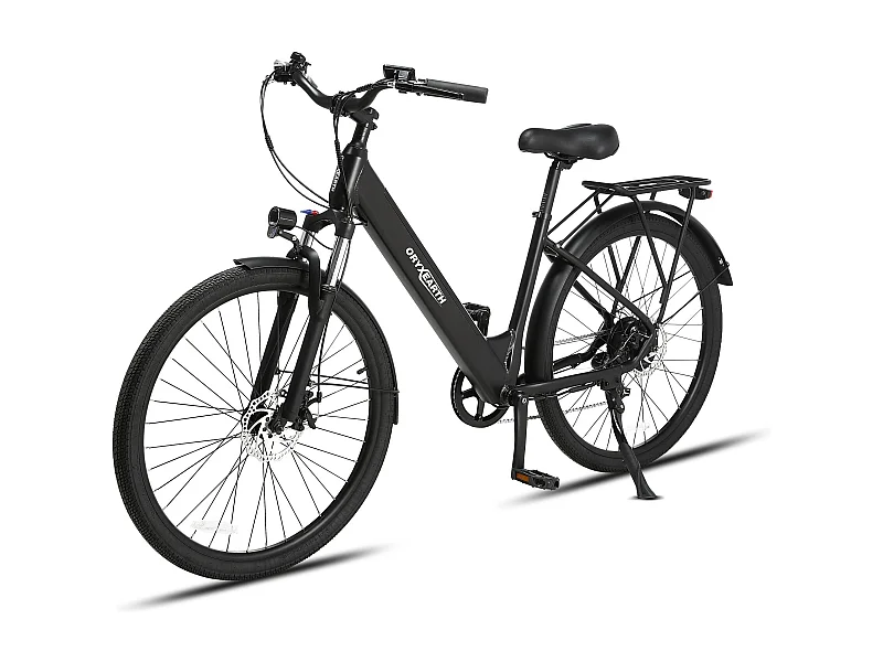 Bicicleta eléctrica urbana Oryxearth: motor central de 250 W, 7 marchas SHIMANO, 5 modos de asistencia, color negro