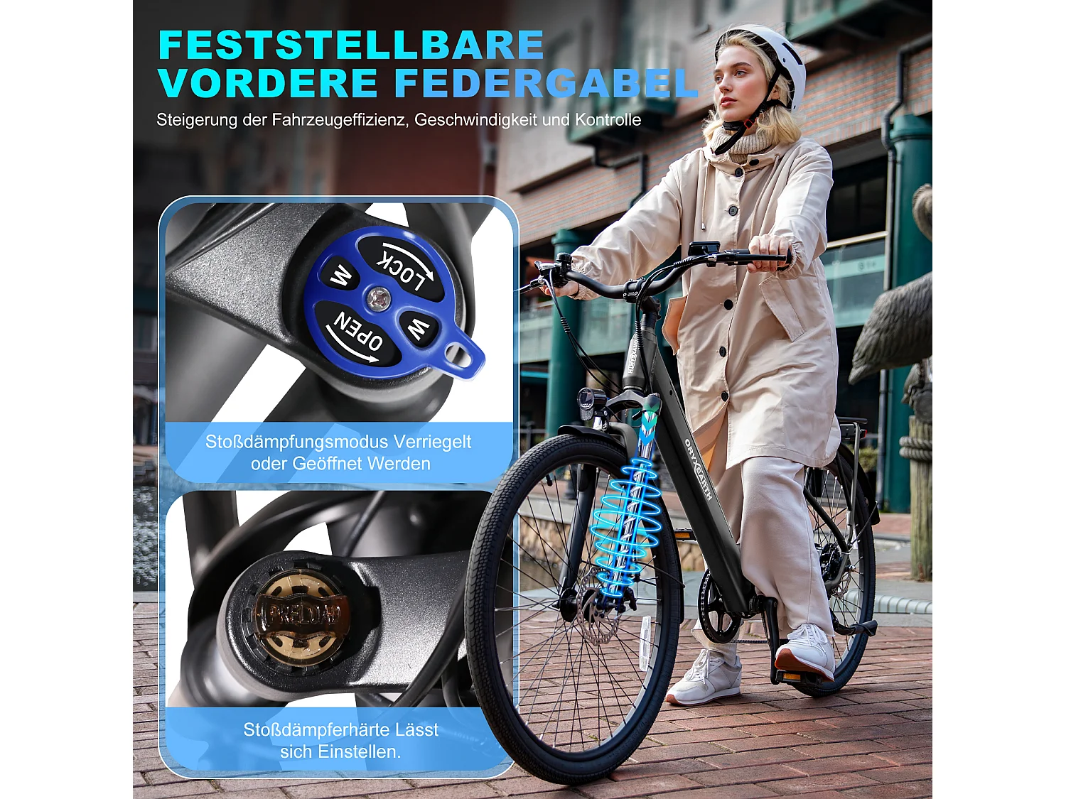 Vélo à assistance électrique Oryxearth City – Moteur central 250W, 7 vitesses SHIMANO, 5 modes d'assistance, Gris