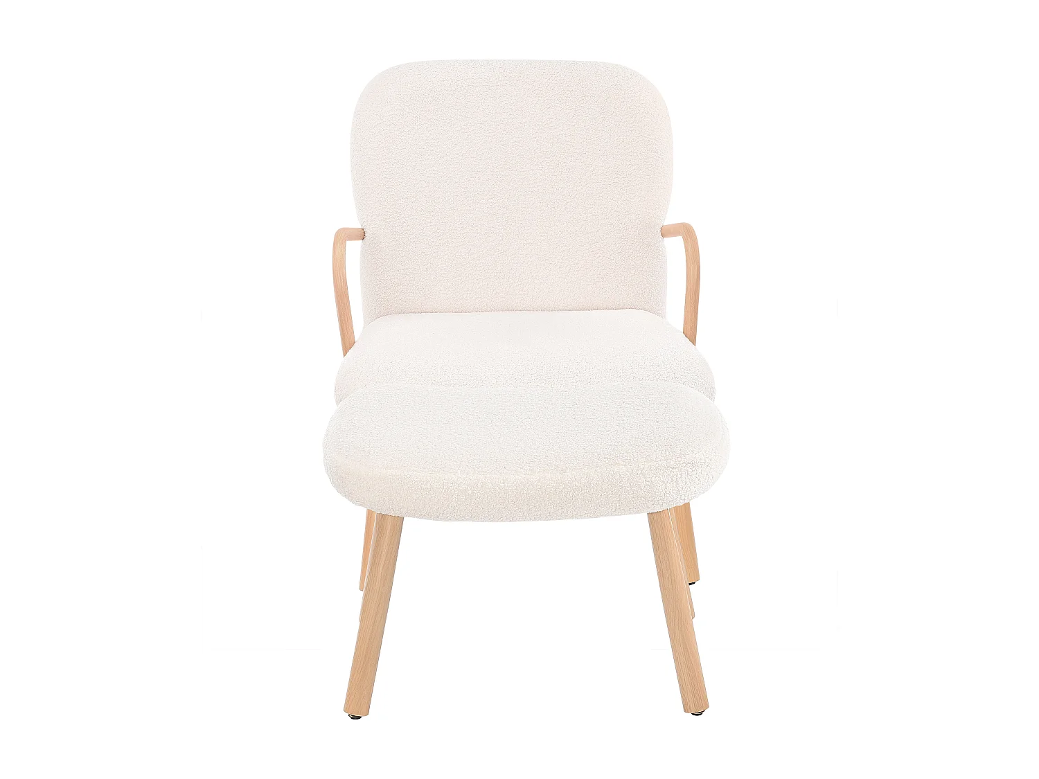 Ensemble 2 pièces, ensemble de chaises sherpa avec tabouret, design élégant, blanc