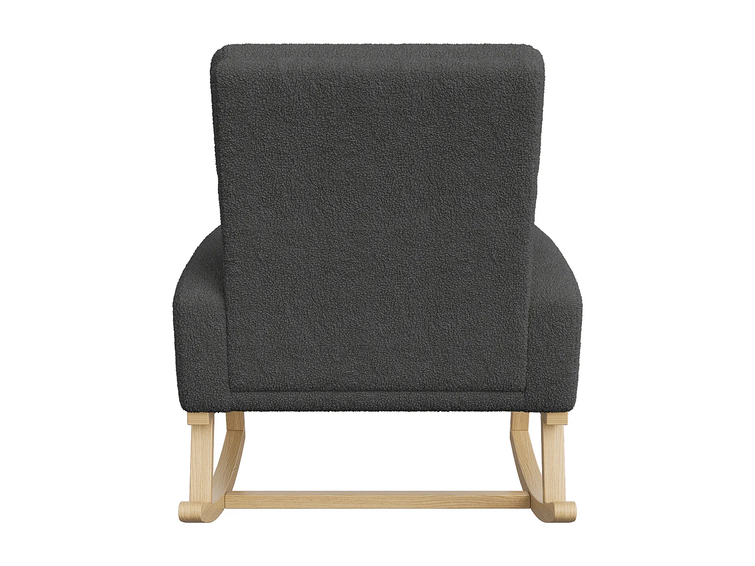 Fauteuil à bascule en bois massif, fauteuil à bascule recouvert de laine avec poches à côté des accoudoirs, Gris foncé