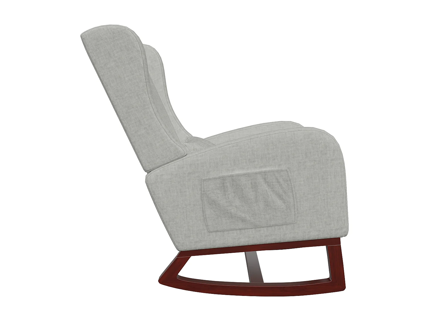 Chaise à bascule avec repose-pieds, pieds antidérapants en bois massif, poches des deux côtés, coton et lin, gris