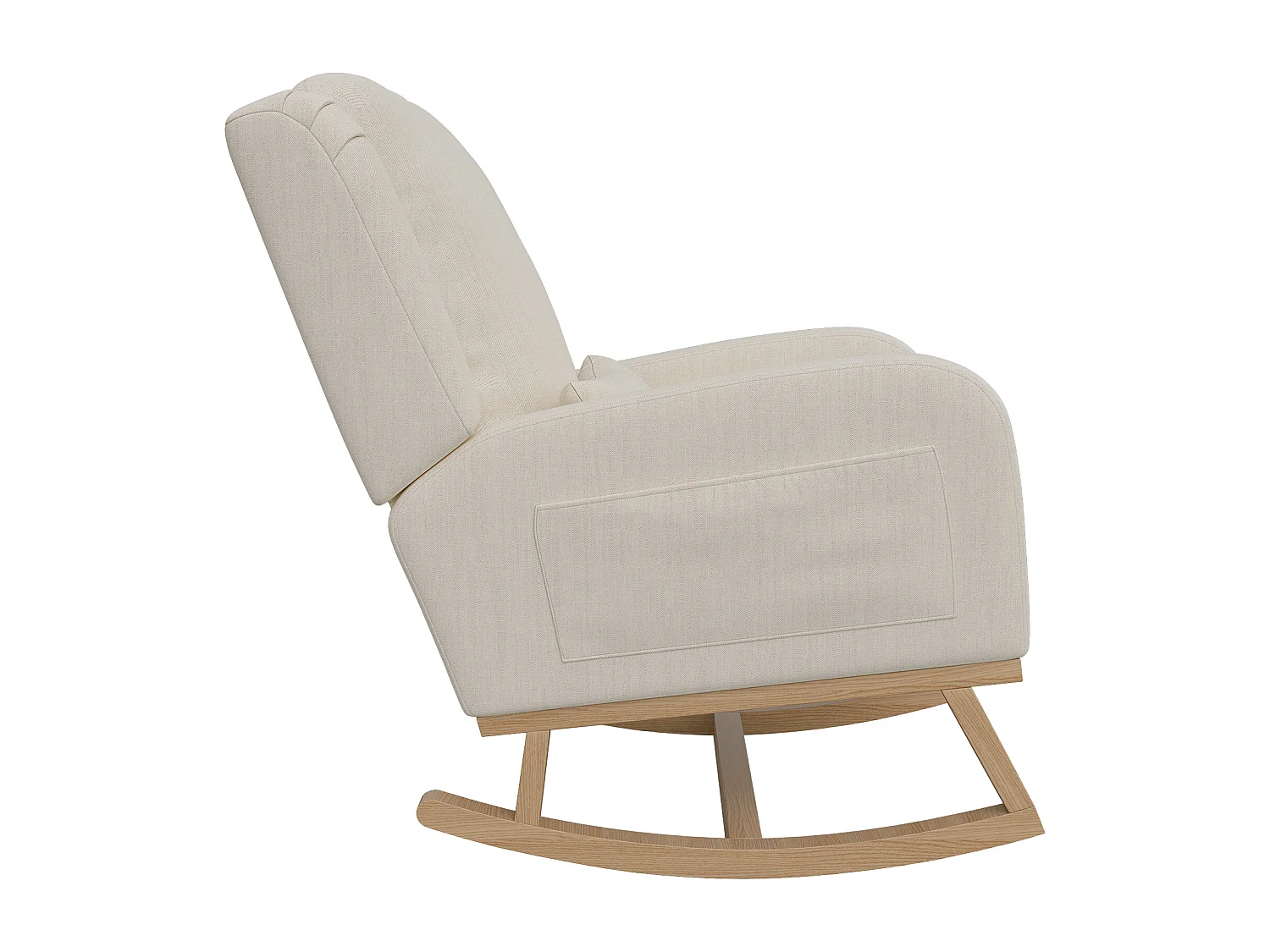 Fauteuil à bascule, fauteuil de relaxation, avec coussin lombaire, pieds en bois, 68x93x96cm,beige