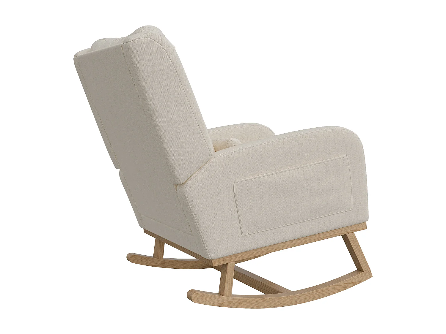 Fauteuil à bascule, fauteuil de relaxation, avec coussin lombaire, pieds en bois, 68x93x96cm,beige