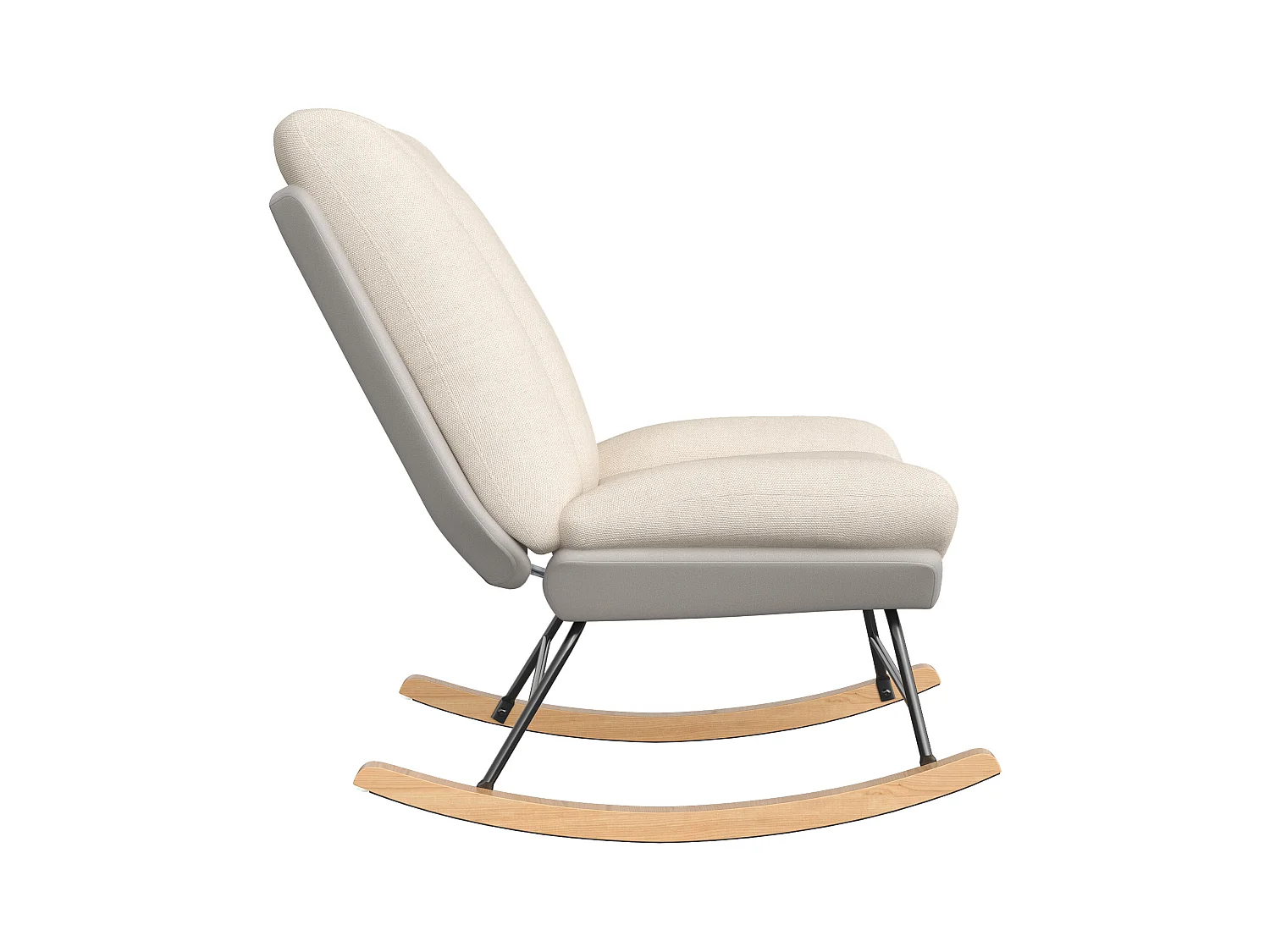 Fauteuil à bascule en flanelle, 12 angles de dossier réglables + velcro pour coussins de dossier et d'assise, beige