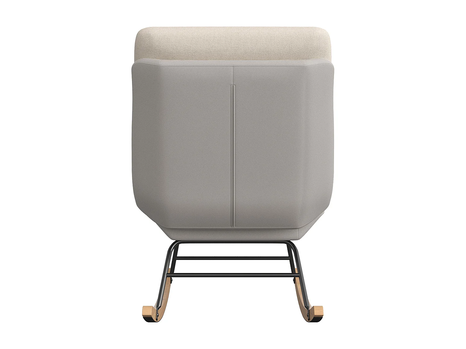 Flanell-Schaukelstuhl, 12 verstellbare Rückenlehnenwinkel + Klettverschluss für Rücken- und Sitzkissen, beige