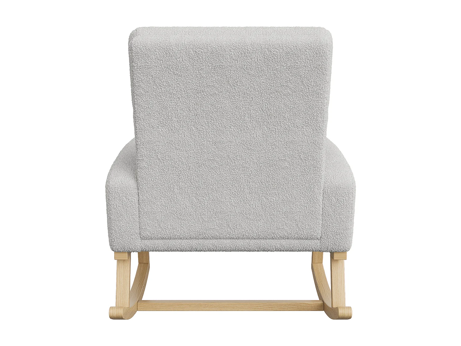 Fauteuil à bascule en bois massif, fauteuil à bascule recouvert de laine avec poches à côté des accoudoirs, Gris clair