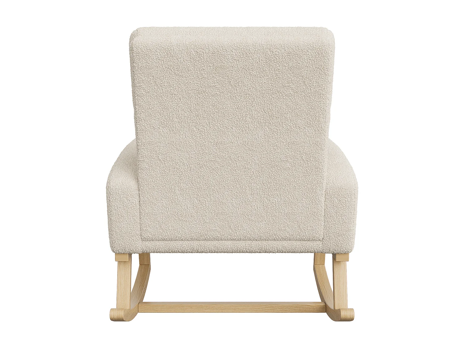 Fauteuil à bascule en bois massif, fauteuil à bascule recouvert de laine avec poches à côté des accoudoirs, beige