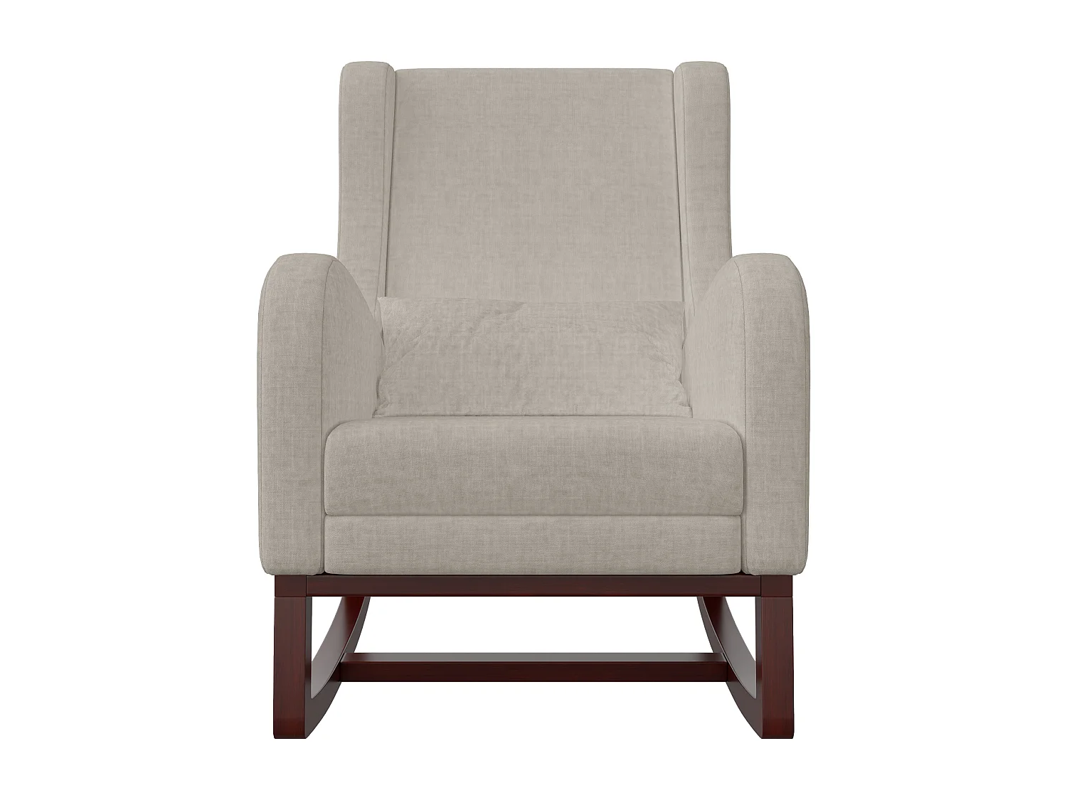 Chaise à bascule avec repose-pieds, pieds antidérapants en bois massif, poches des deux côtés, coton et lin, beige