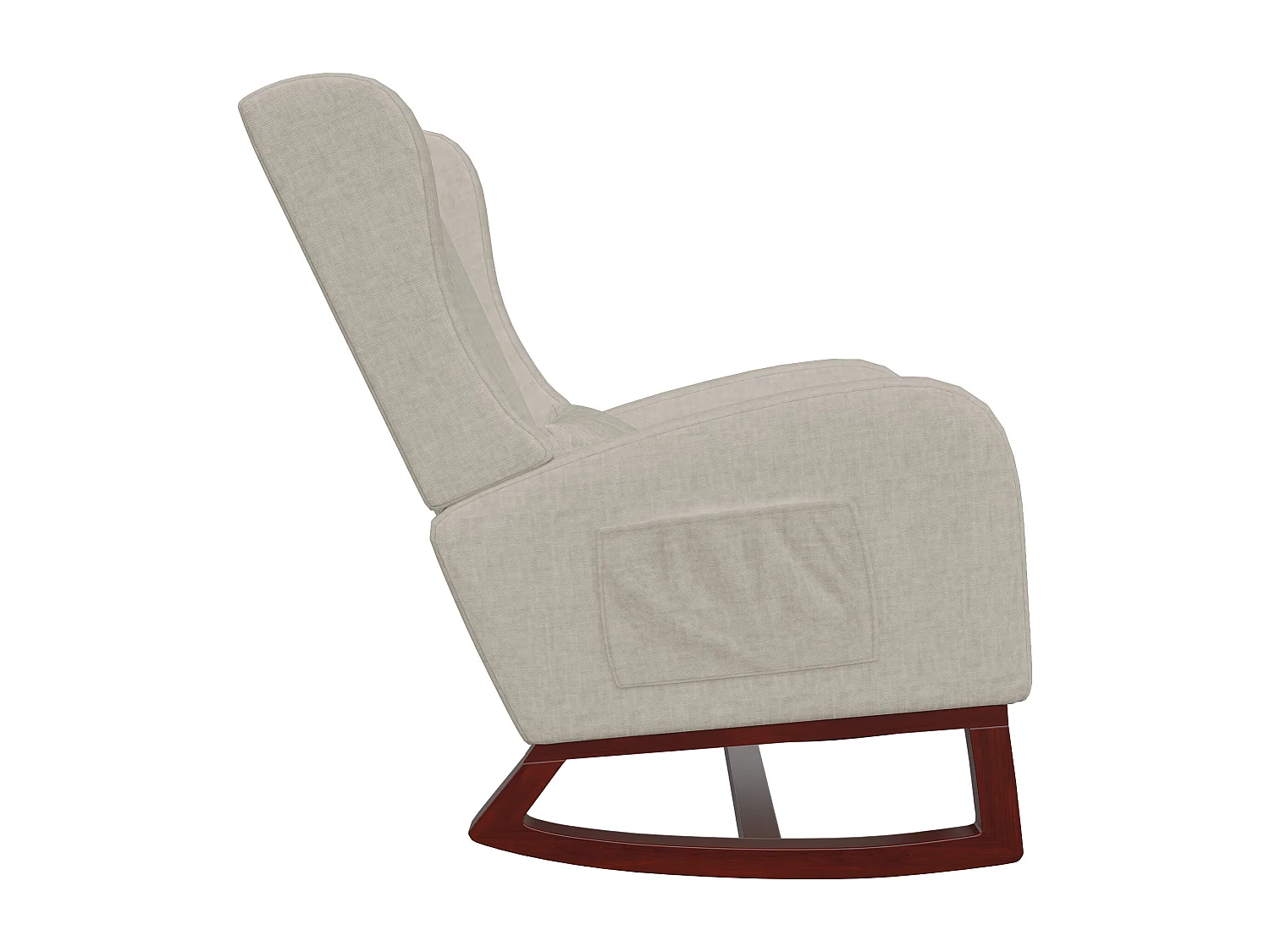 Chaise à bascule avec repose-pieds, pieds antidérapants en bois massif, poches des deux côtés, coton et lin, beige