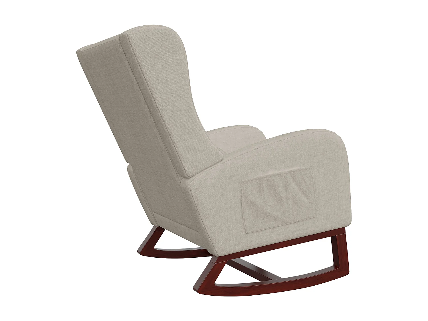 Chaise à bascule avec repose-pieds, pieds antidérapants en bois massif, poches des deux côtés, coton et lin, beige