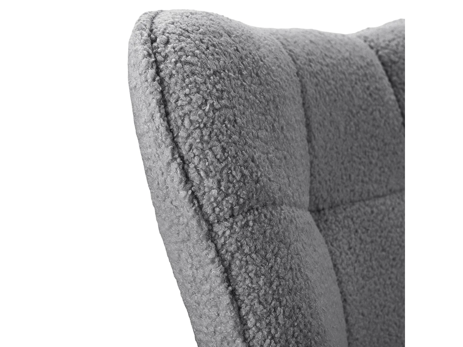 Fauteuil de salon, rocking chair, motif à carreaux, tissu gris foncé et pieds en hêtre, 68 x 75 x 92 cm