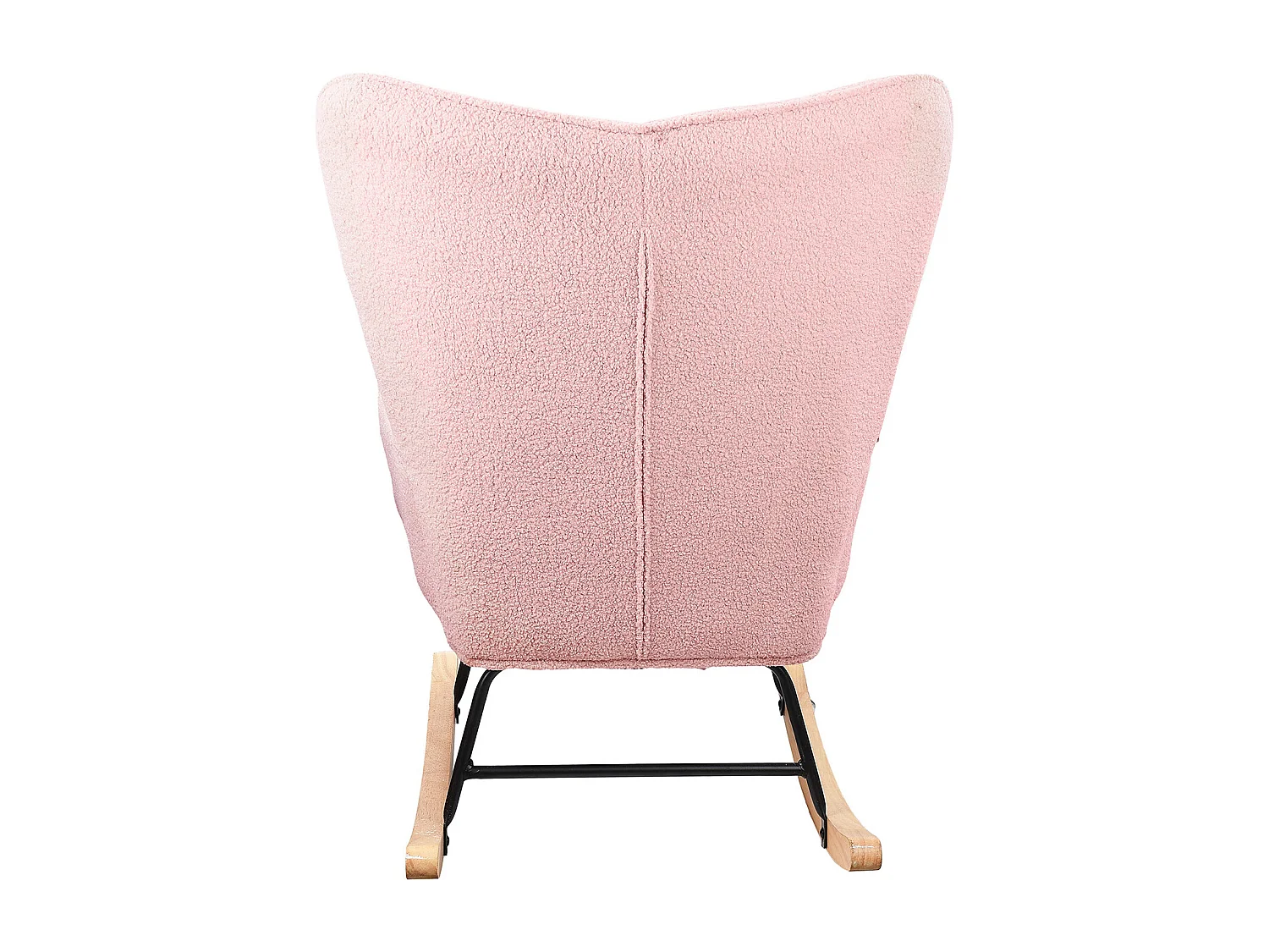 Fauteuil de salon, rocking chair, motif à carreaux, tissu rosa  et pieds en hêtre, 68 x 75 x 92 cm