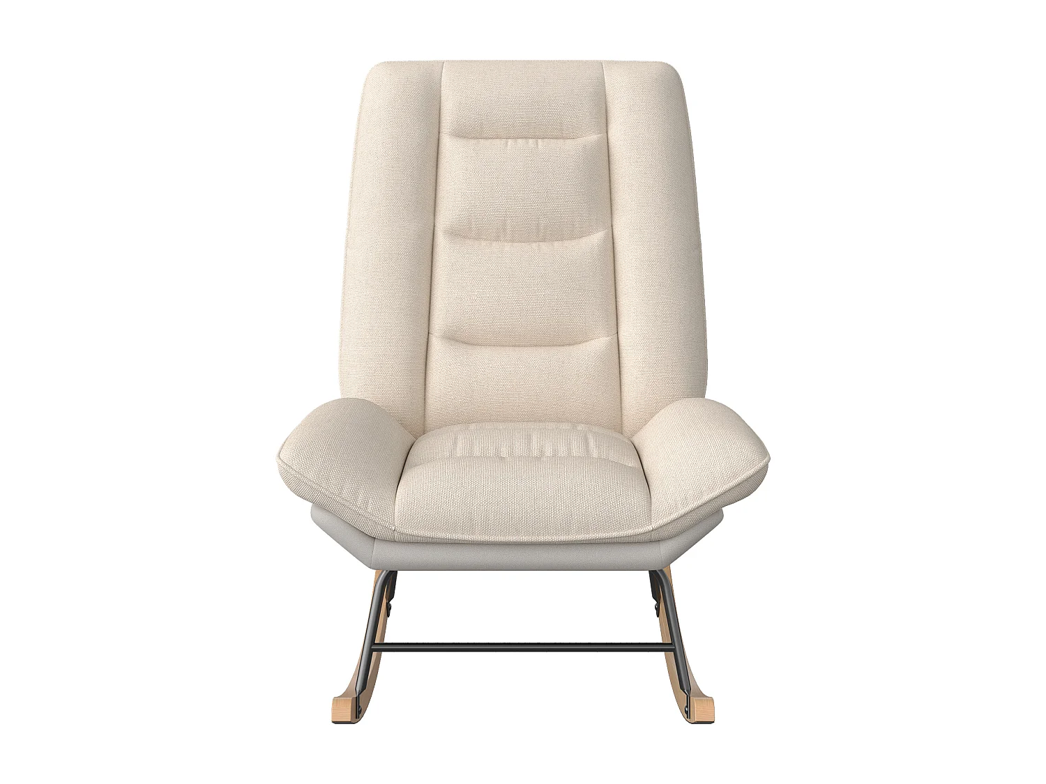 Fauteuil à bascule en flanelle, 12 angles de dossier réglables + velcro pour coussins de dossier et d'assise, beige