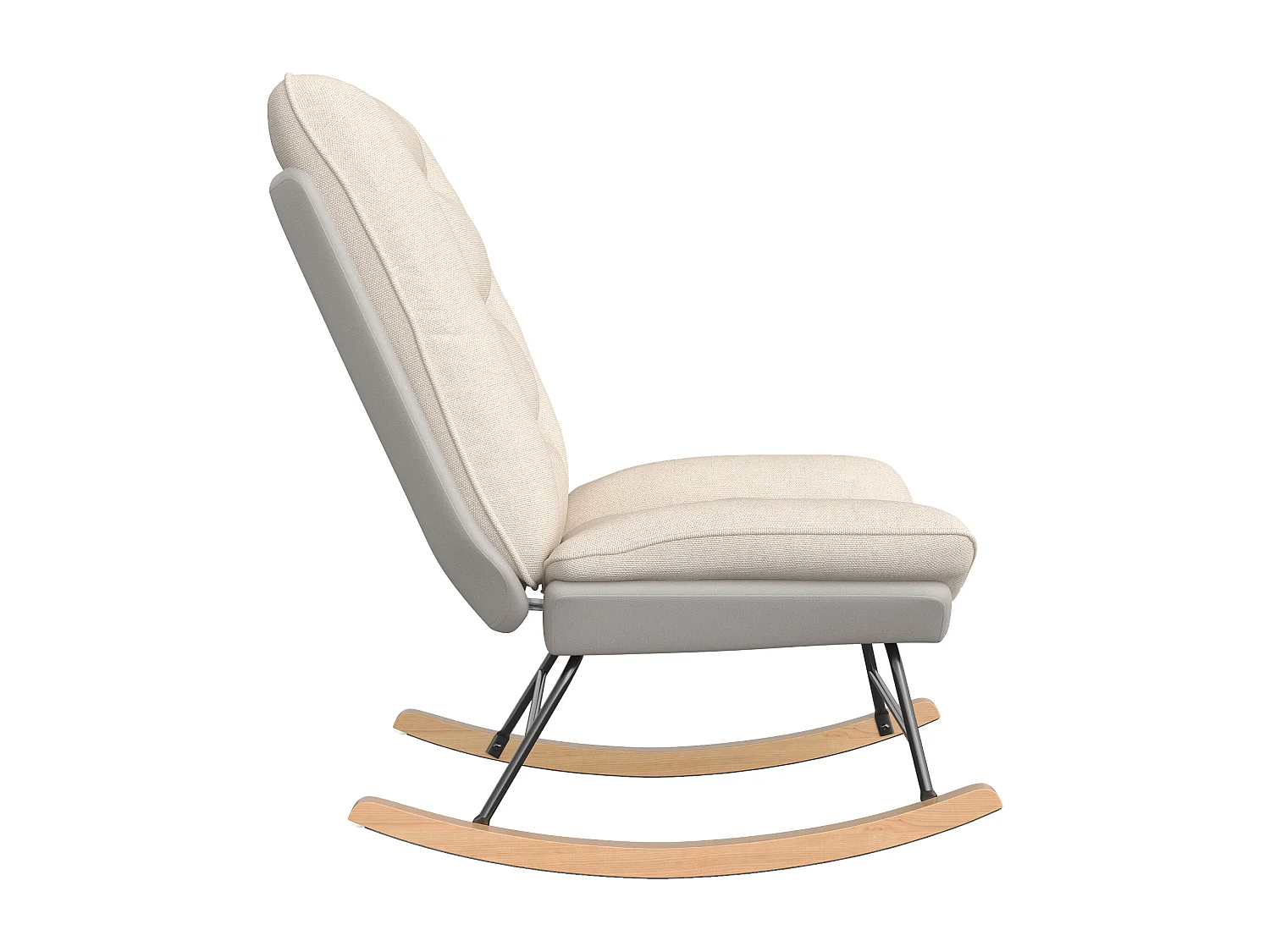 Fauteuil à bascule en flanelle, 12 angles de dossier réglables + velcro pour coussins de dossier et d'assise, beige