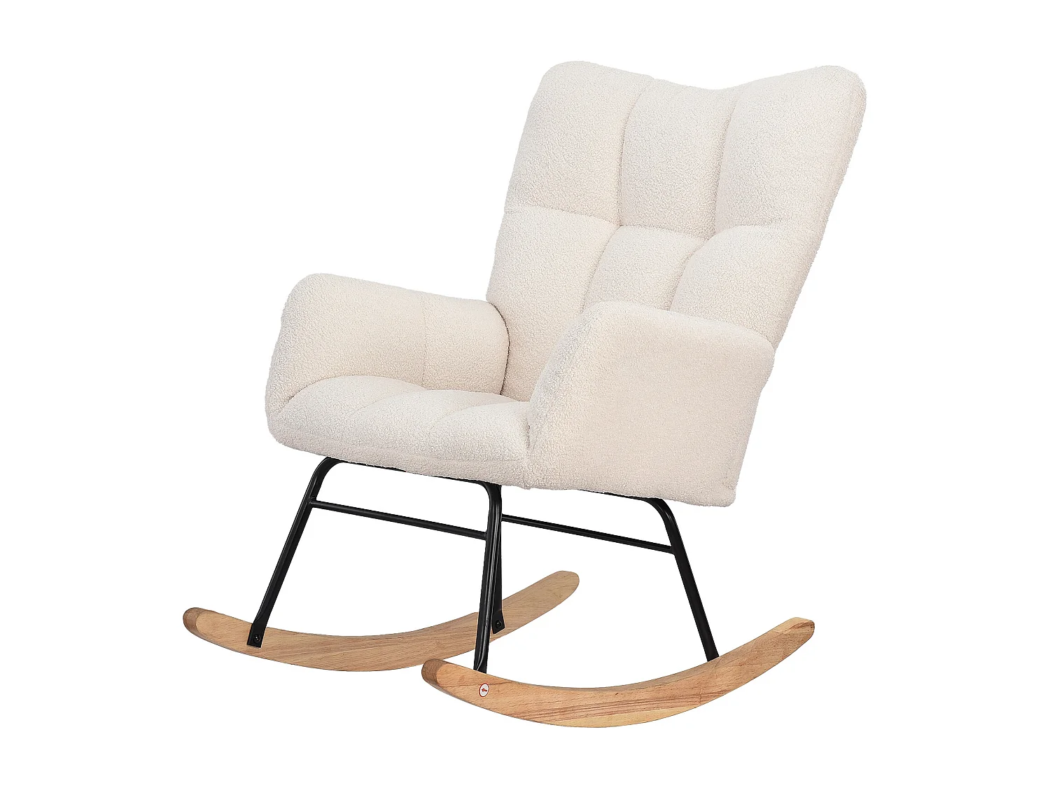 Gestoffeerde fauteuil, zacht geruit patroon, woonkamer, slaapkamer, schommelstoel, draagvermogen 120 kg, beige