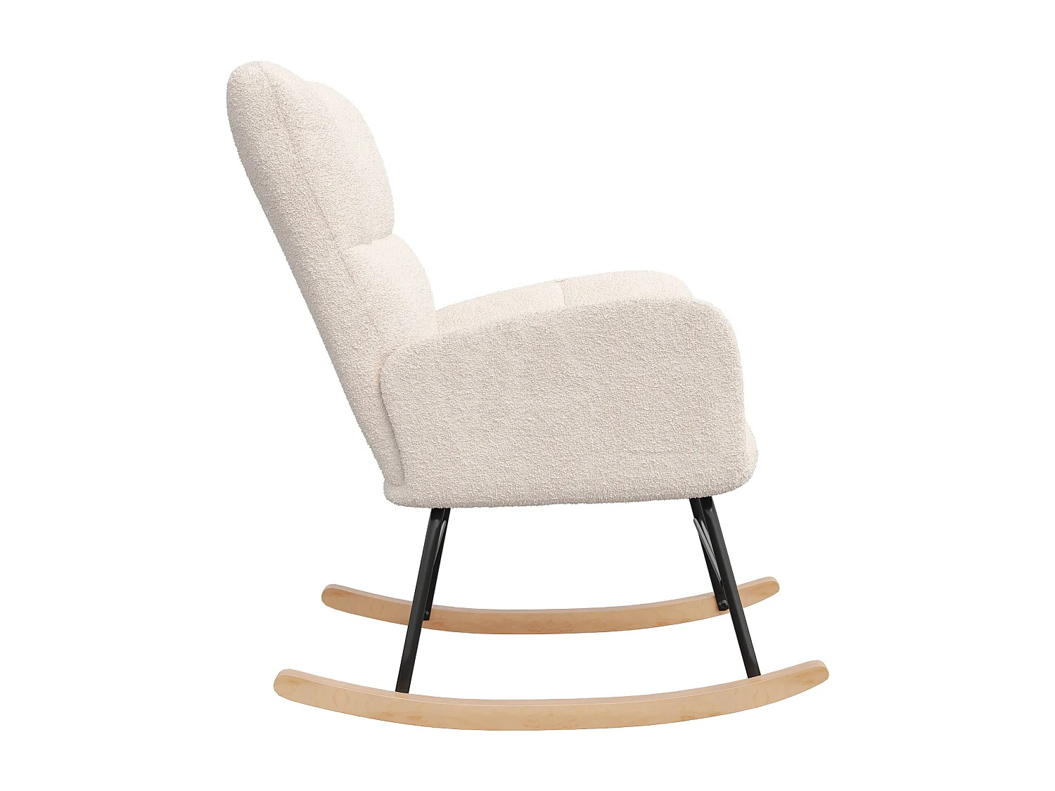 Gestoffeerde fauteuil, zacht geruit patroon, woonkamer, slaapkamer, schommelstoel, draagvermogen 120 kg, beige