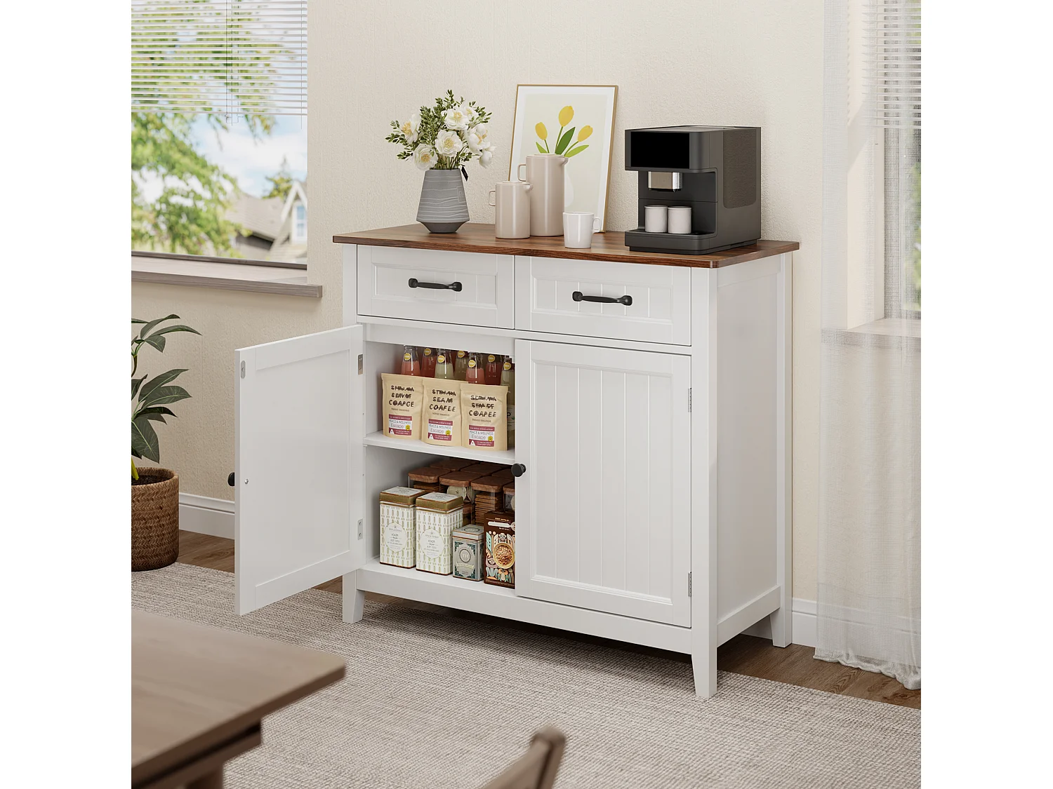 Bealife keukenkast Kist met 2 lades en 2 deuren Keukenbuffet Keukenbuffet