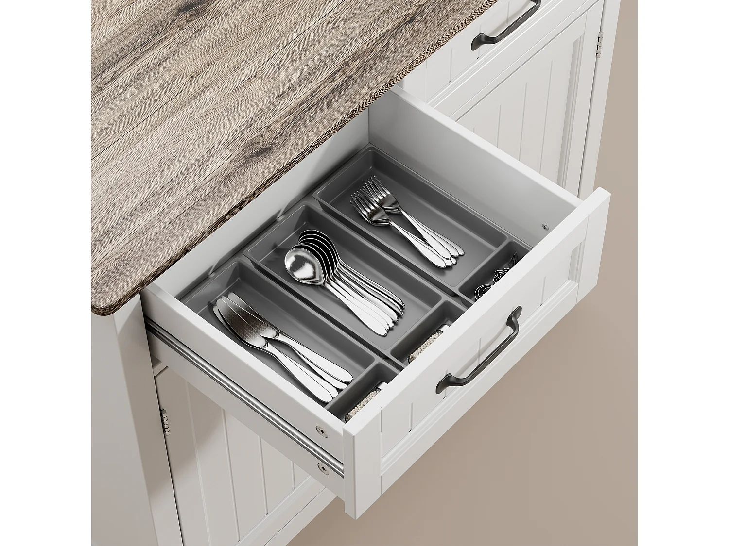 Bealife Mueble de Almacenamiento para Cocina con 2 Cajones y 2 Puertas, Estante Ajustable para Comedor, Salón, Entrada o Pasillo