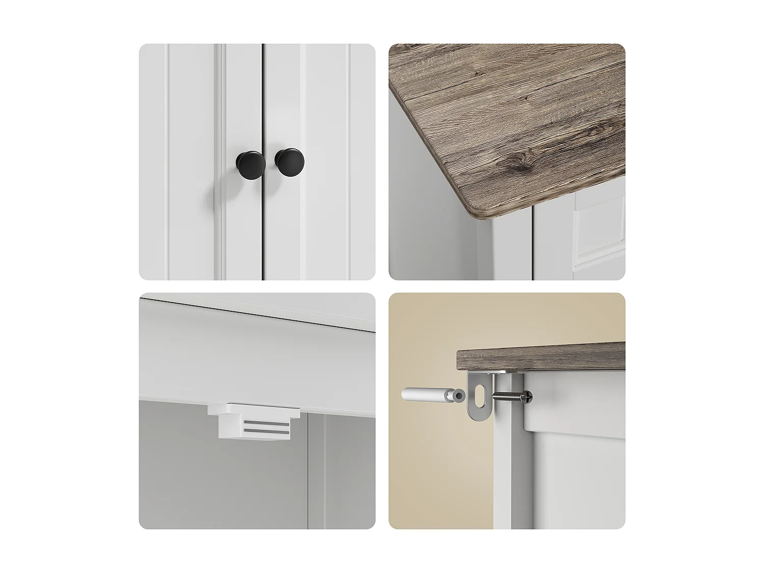 Bealife Mueble de Almacenamiento para Cocina con 2 Cajones y 2 Puertas, Estante Ajustable para Comedor, Salón, Entrada o Pasillo