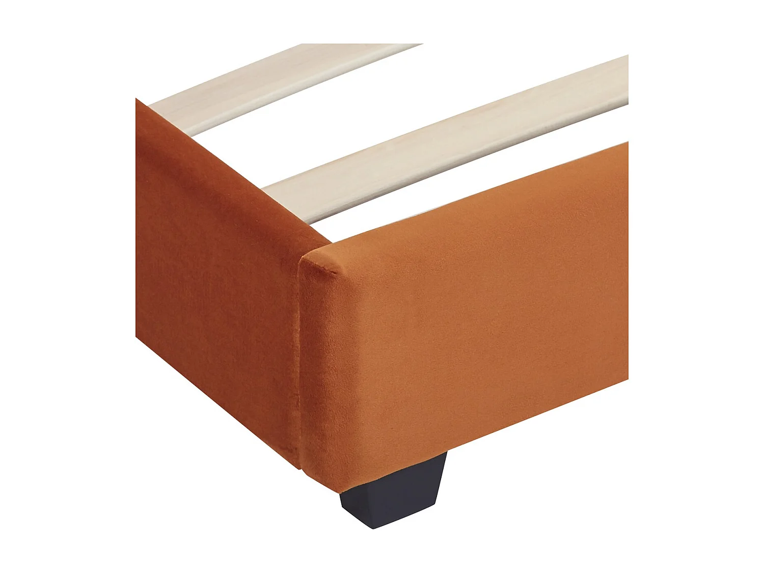 Lit adulte 180x200 cm avec tête de lit capitonnée en velours terracotta - William