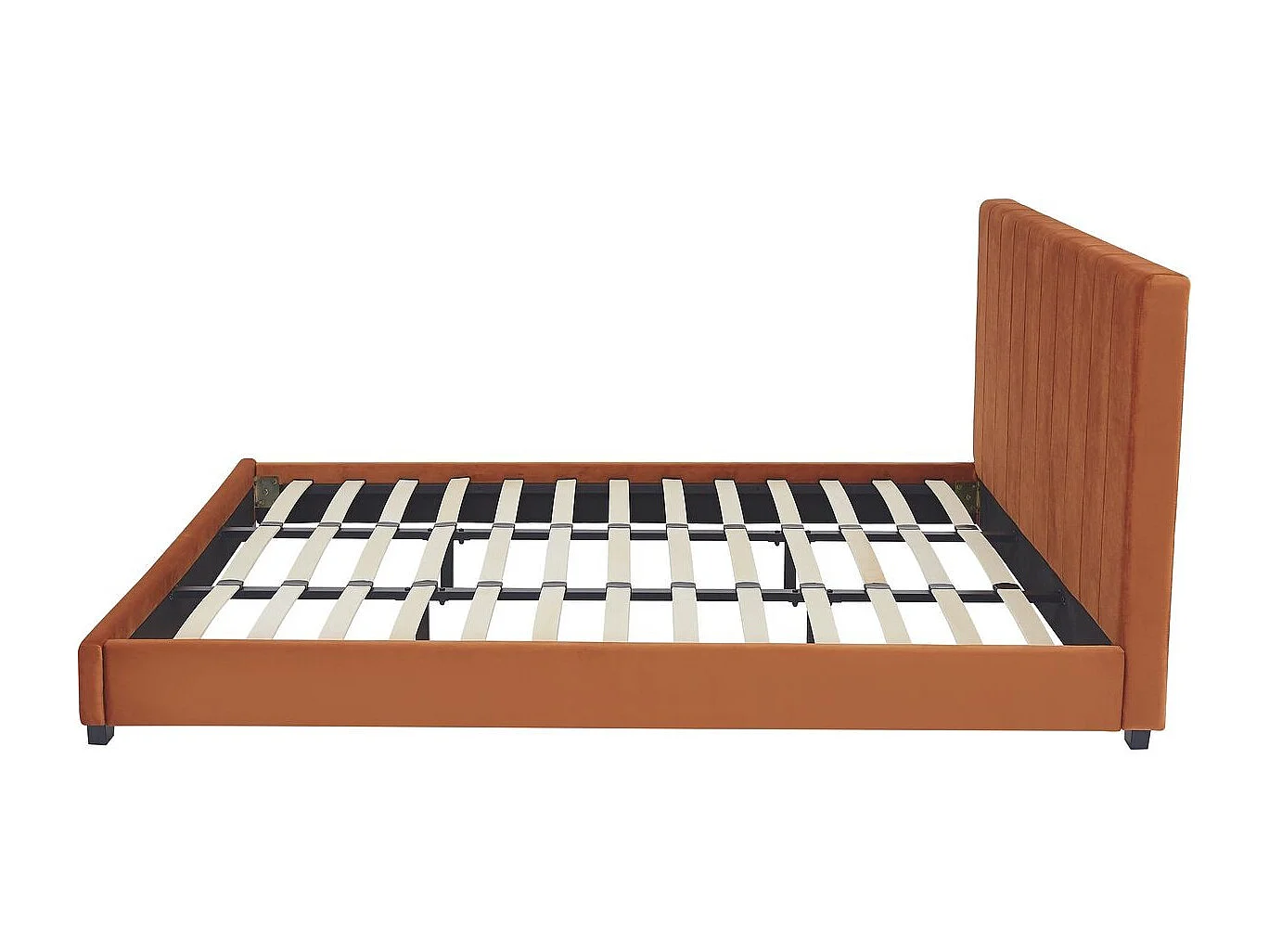 Lit adulte 180x200 cm avec tête de lit capitonnée en velours terracotta - William