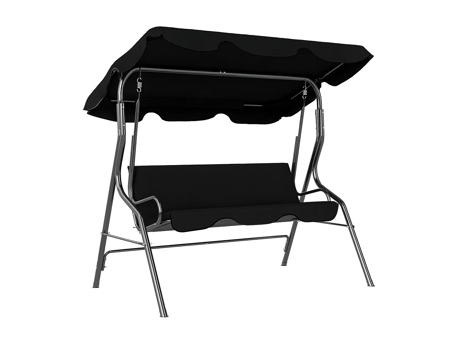 Balancelle de jardin 3 places coussins assise dossier noir