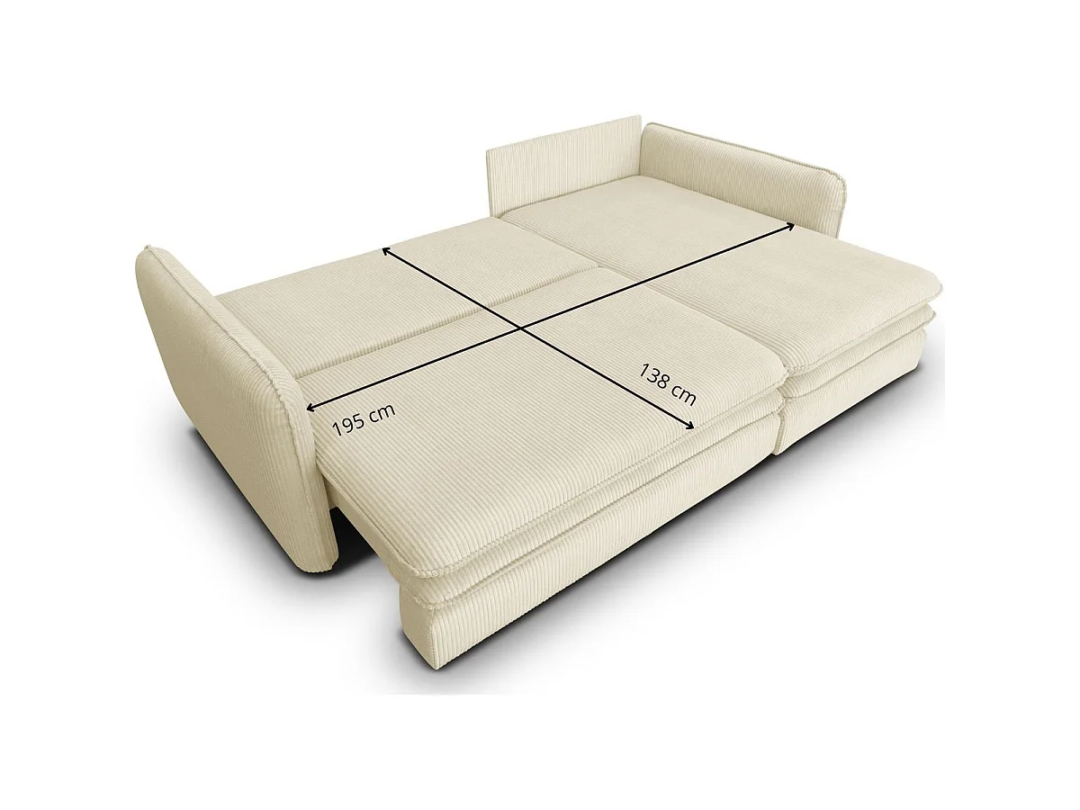 Canapé d'angle réversible convertible 3 places en velours beige BAYA