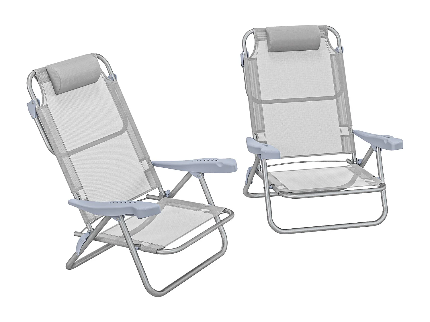 Lot de 2 chaises de jardin camping plage pliables tétière dossier inclinable 6 niv. alu. teslin bleu turquoise