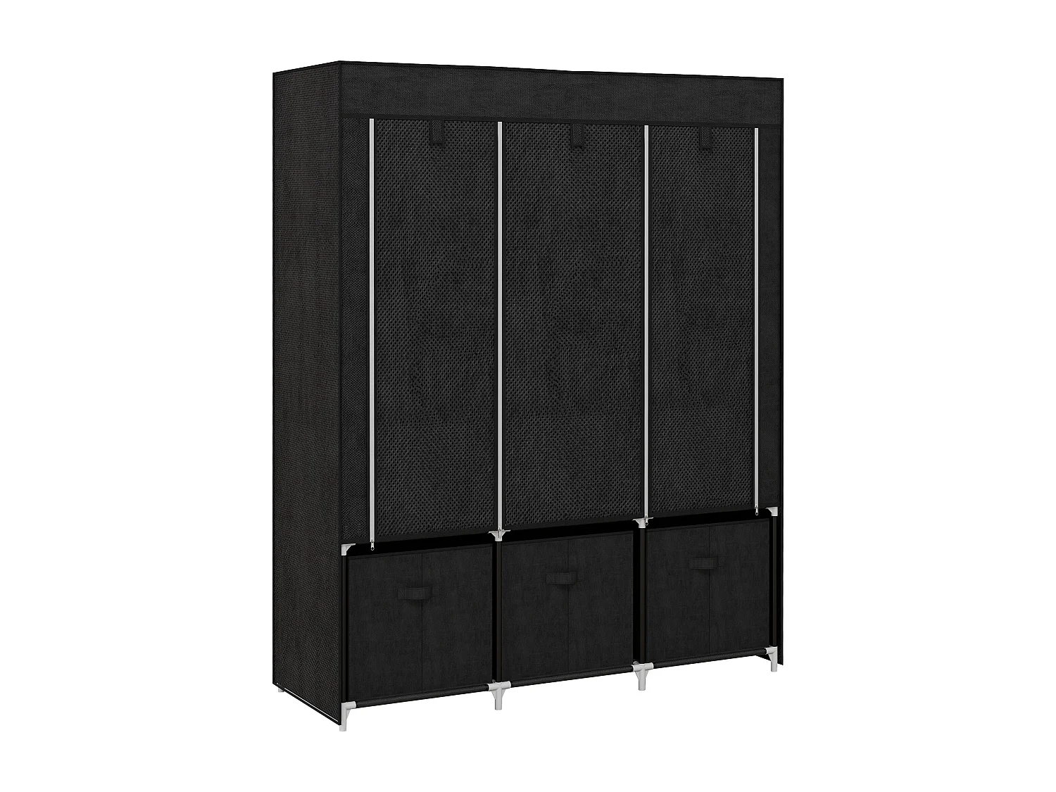 Armoire penderie pliable 5 étagères 2 tringles 3 tiroirs tissu noir