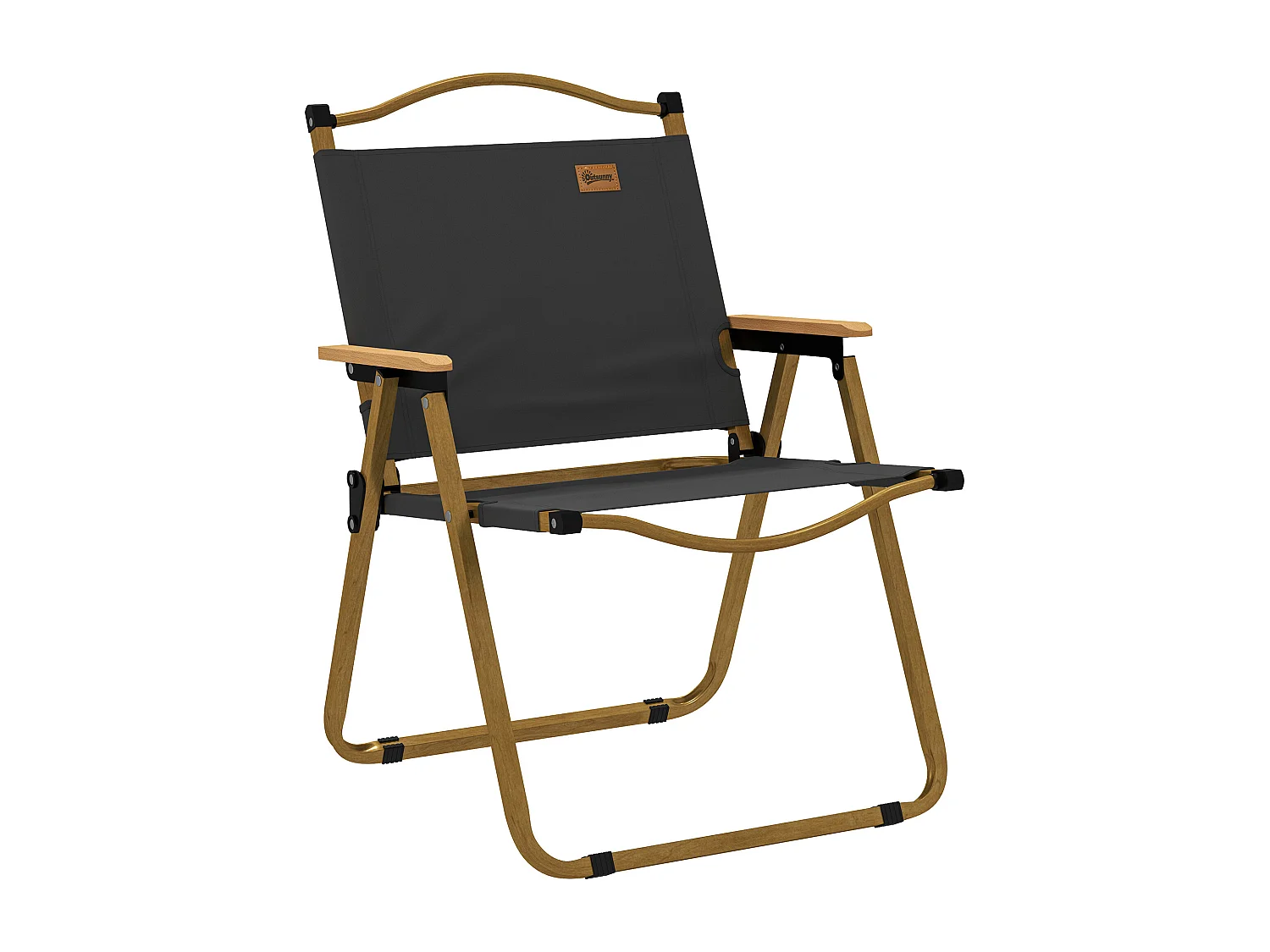 Chaise de plage camping pliante - poignée - structure acier oxford gris