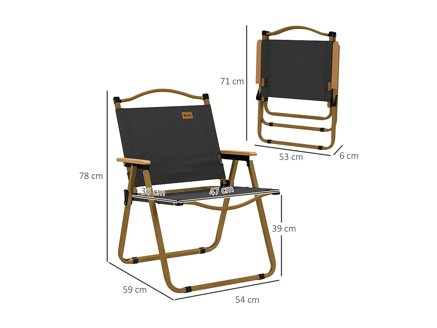 Chaise de plage camping pliante - poignée - structure acier oxford gris