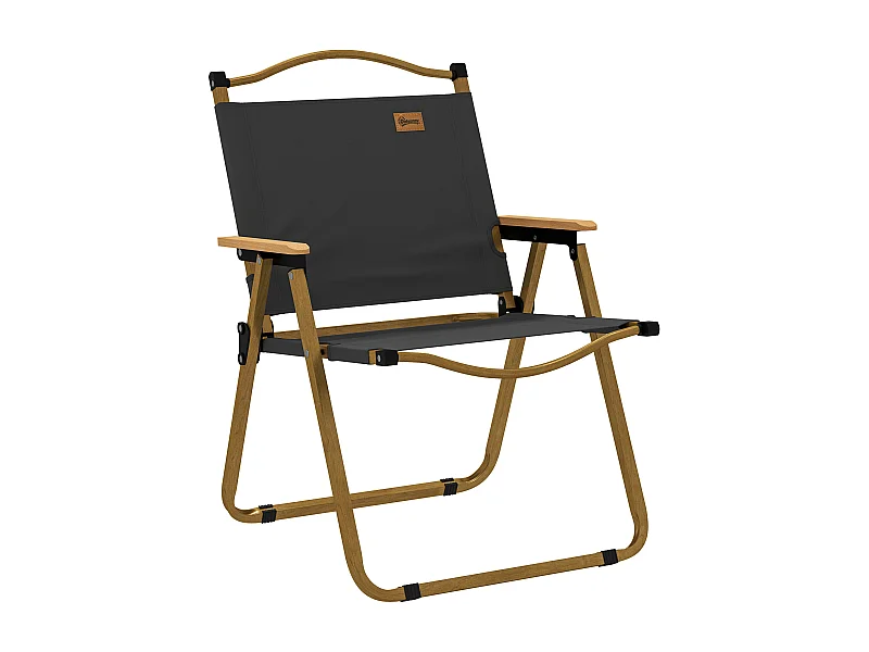 Chaise de plage camping pliante - poignée - structure acier oxford gris