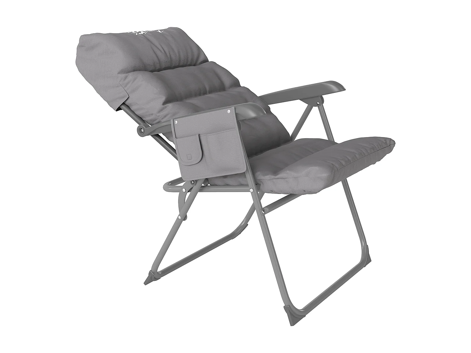Chaise de camping pliante rembourrée inclinable grand confort gris
