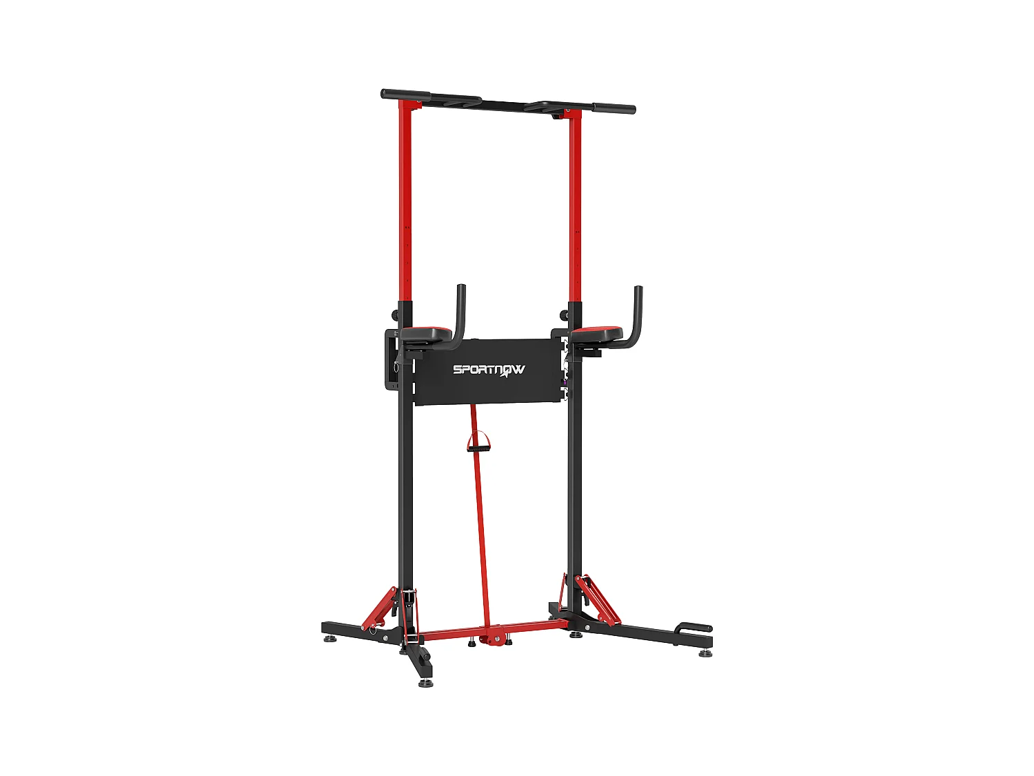 Station de traction musculation pliable réglable - station de dips - chaise romaine - acier rouge noir