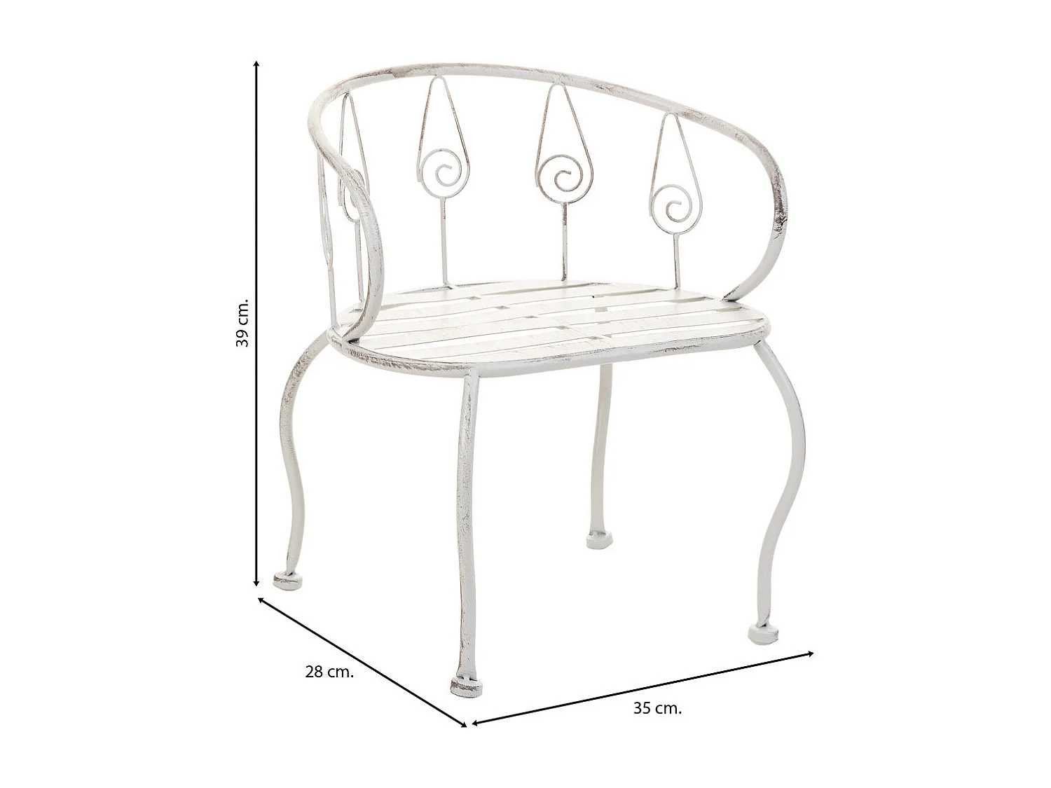 Silla infantil de forja blanco 35x28x39h cm