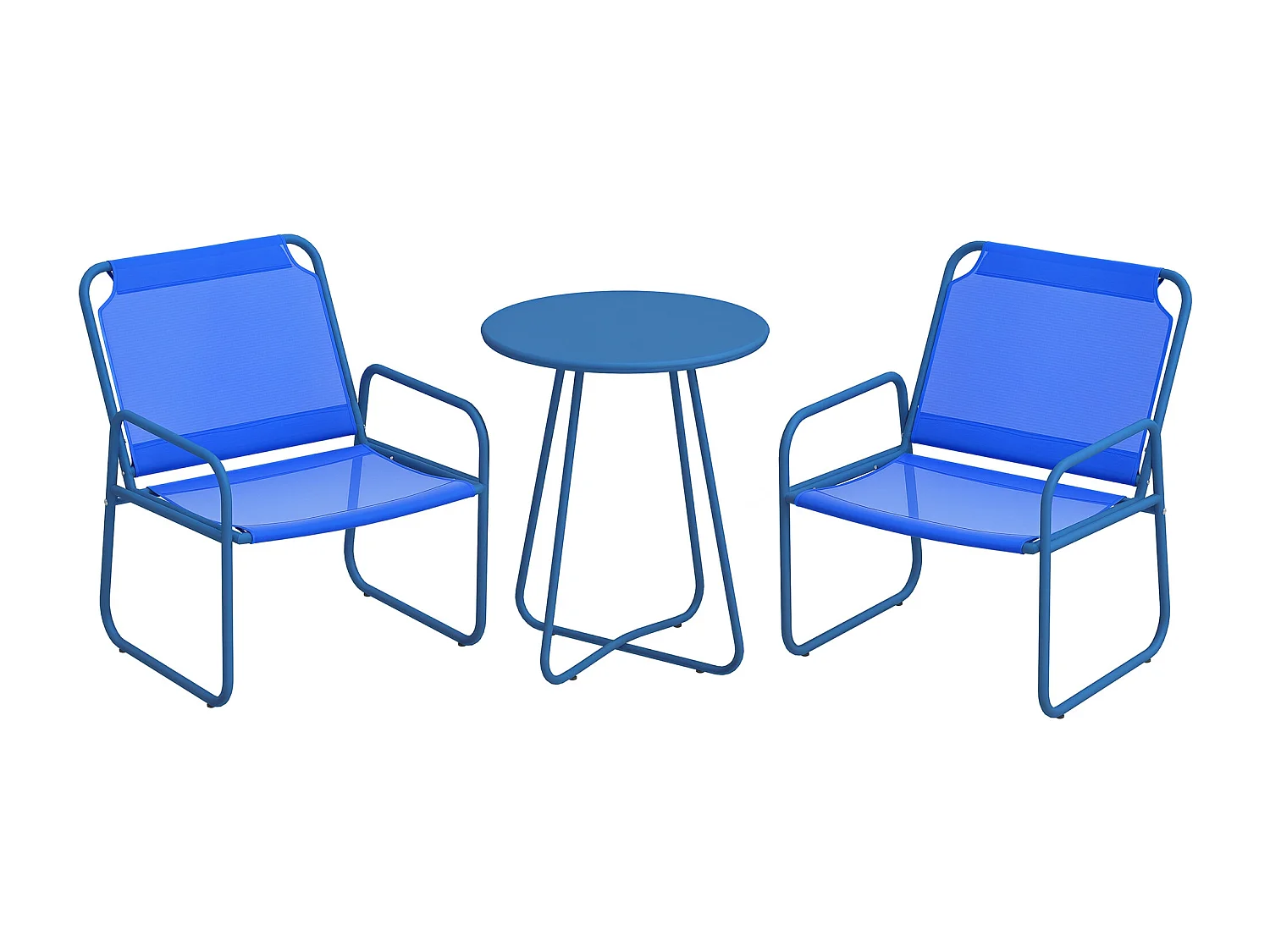 Ensemble salon de jardin 3 pcs 2 fauteuils et table ronde bleu