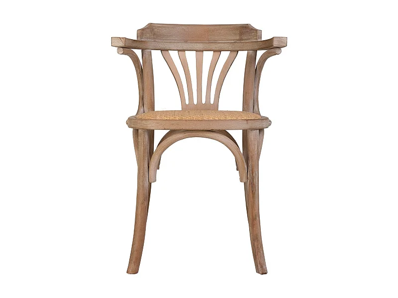 Stijlvolle en comfortabele beige houten en katoenen bank met gevlochten bekleding