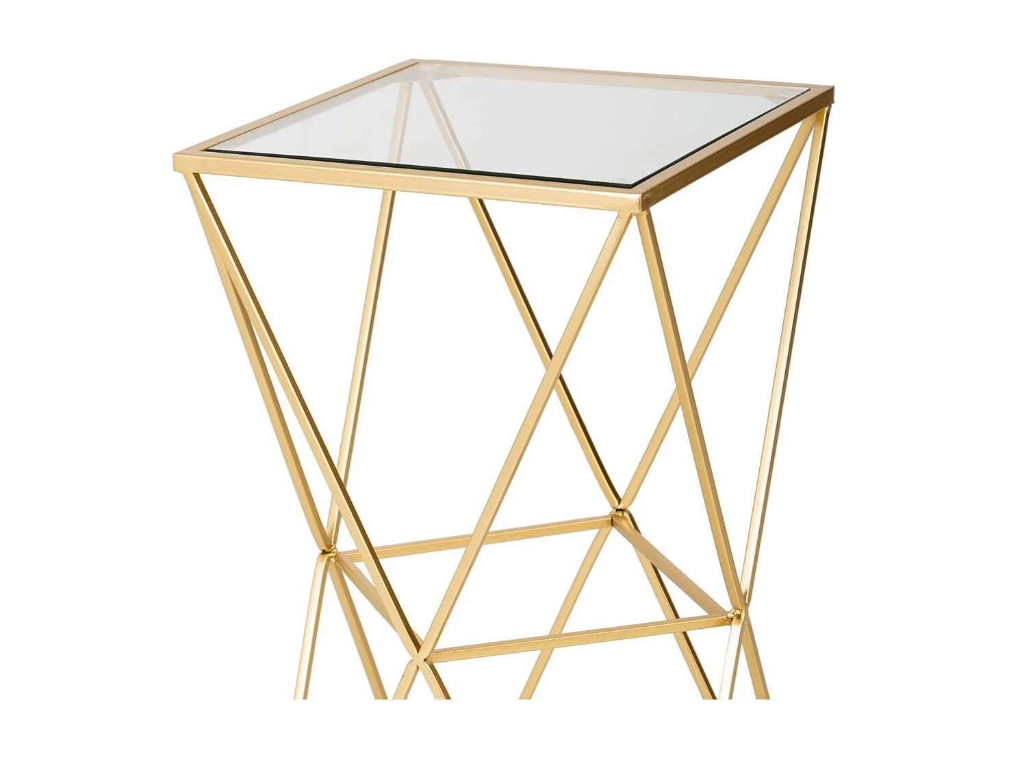 Mesa de apoio em metal com tampo em vidro 35x35x70h cm