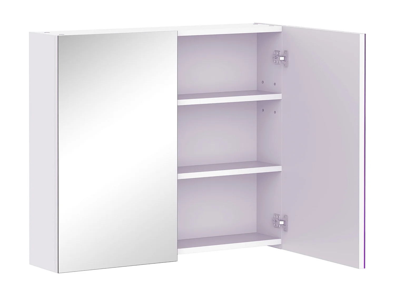 Armoire miroir murale de salle de bain 3 étagères réglables dim. 70L x 60H cm blanc