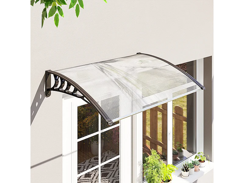 Auvent marquise de porte design voûté arrondi dim. 122L x 89l x 24H cm polycarbonate PP noir